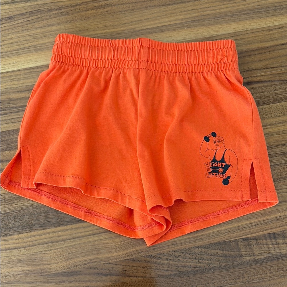 Mini Rodini- NWOT Orange Graphic Shorts 1.5-3yrs